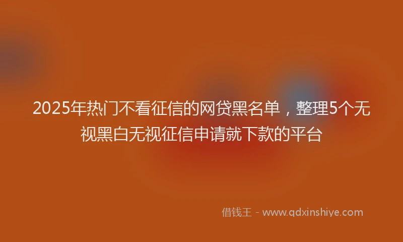 2025年热门不看征信的网贷黑名单，整理5个无视黑白无视征信申请就下款的平台