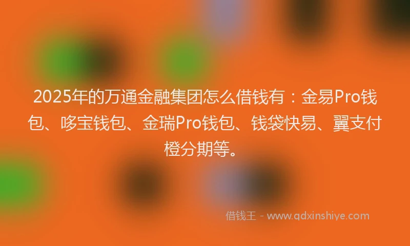 2025年的万通金融集团怎么借钱有：金易Pro钱包、哆宝钱包、金瑞Pro钱包、钱袋快易、翼支付橙分期等。