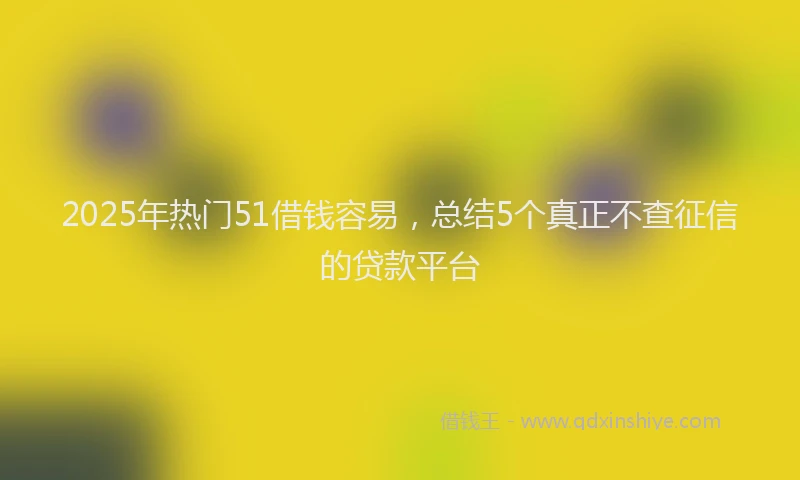 2025年热门51借钱容易，总结5个真正不查征信的贷款平台