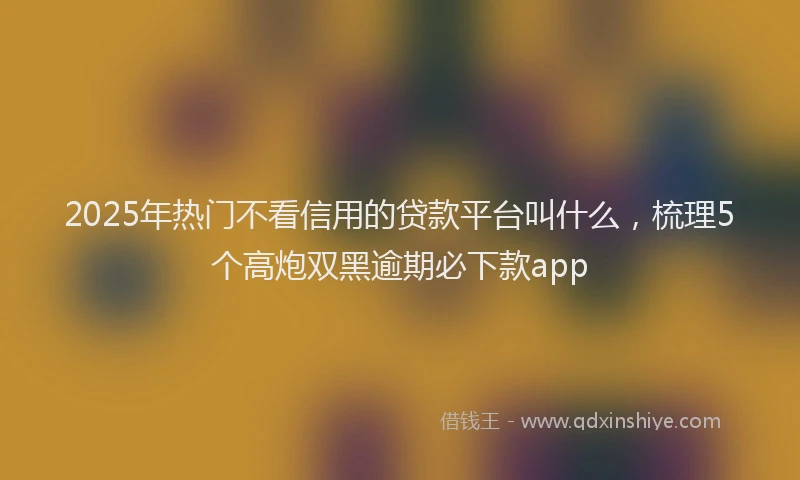 2025年热门不看信用的贷款平台叫什么，梳理5个高炮双黑逾期必下款app