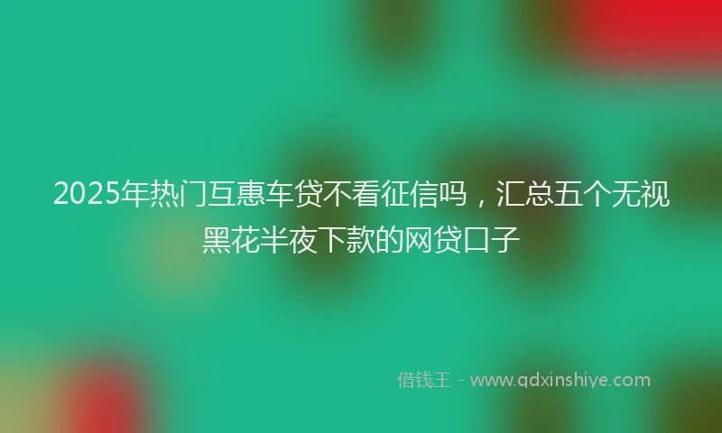 2025年热门互惠车贷不看征信吗，汇总五个无视黑花半夜下款的网贷口子