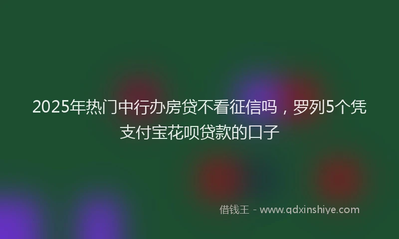 2025年热门中行办房贷不看征信吗，罗列5个凭支付宝花呗贷款的口子