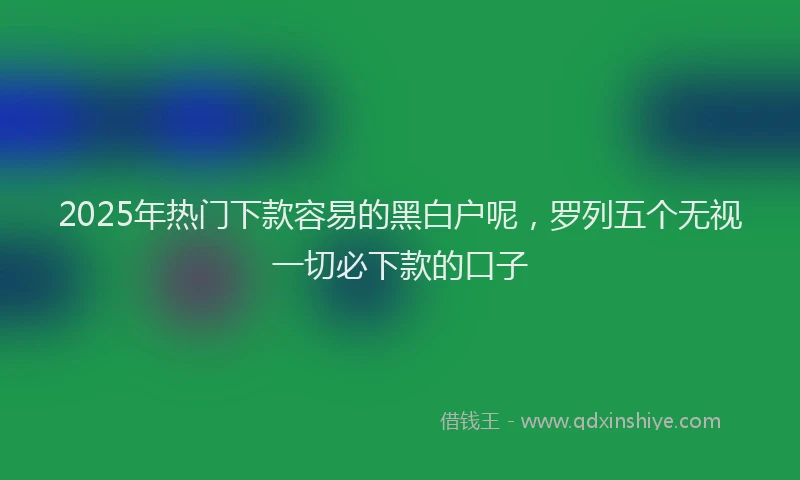 2025年热门下款容易的黑白户呢，罗列五个无视一切必下款的口子