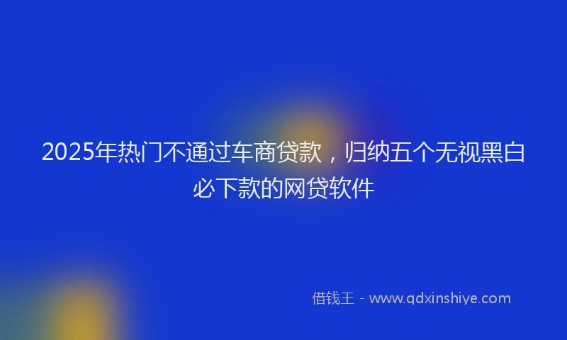 2025年热门不通过车商贷款，归纳五个无视黑白必下款的网贷软件