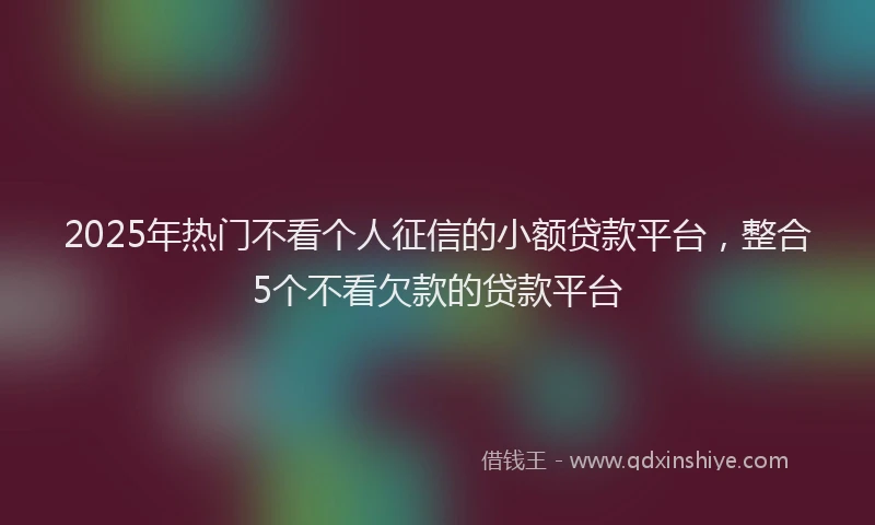 2025年热门不看个人征信的小额贷款平台，整合5个不看欠款的贷款平台