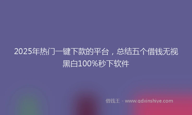 2025年热门一键下款的平台，总结五个借钱无视黑白100%秒下软件