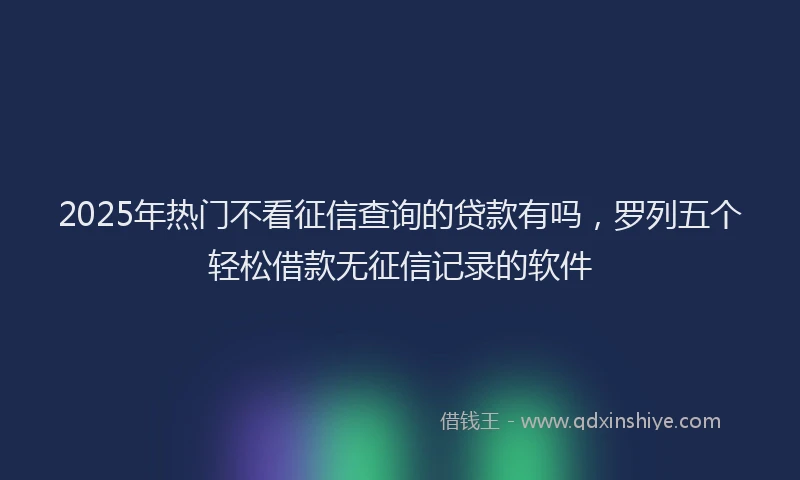 2025年热门不看征信查询的贷款有吗，罗列五个轻松借款无征信记录的软件
