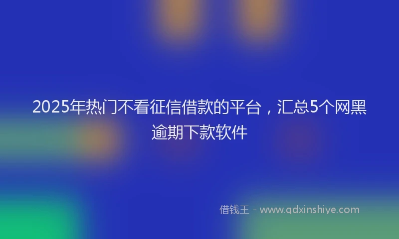 2025年热门不看征信借款的平台，汇总5个网黑逾期下款软件