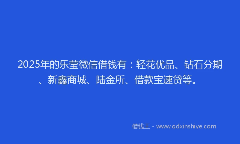 2025年的乐莹微信借钱有：轻花优品、钻石分期、新鑫商城、陆金所、借款宝速贷等。