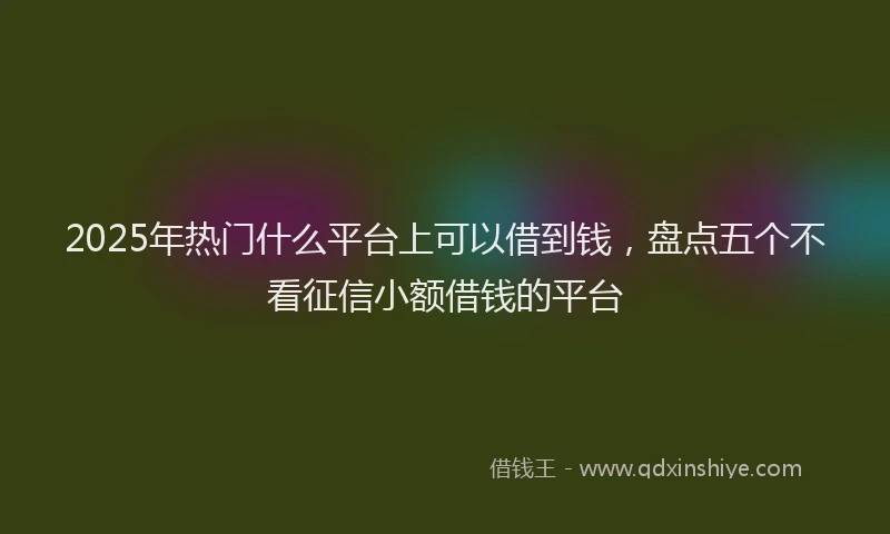 2025年热门什么平台上可以借到钱，盘点五个不看征信小额借钱的平台