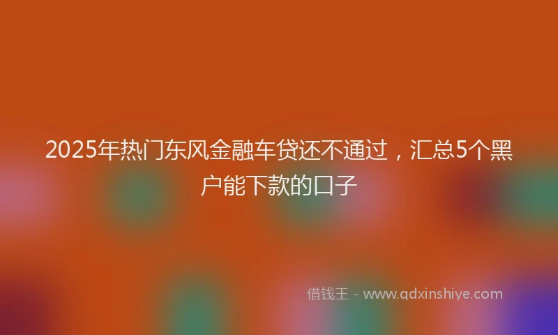 2025年热门东风金融车贷还不通过，汇总5个黑户能下款的口子