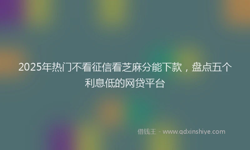 2025年热门不看征信看芝麻分能下款，盘点五个利息低的网贷平台