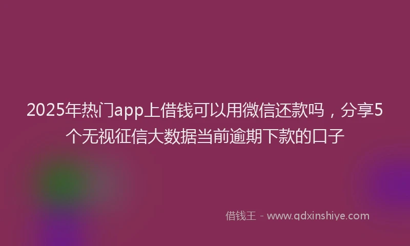 2025年热门app上借钱可以用微信还款吗，分享5个无视征信大数据当前逾期下款的口子