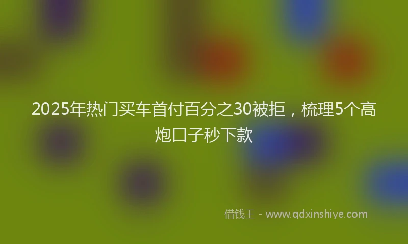 2025年热门买车首付百分之30被拒，梳理5个高炮口子秒下款