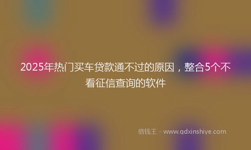 2025年热门买车贷款通不过的原因，整合5个不看征信查询的软件