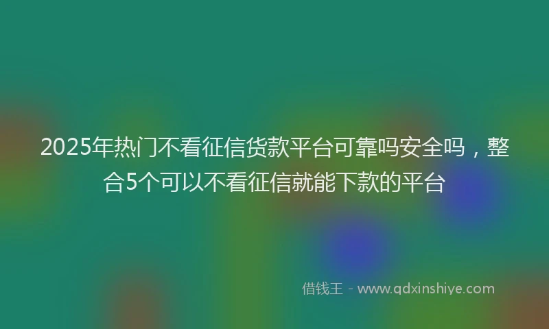 2025年热门不看征信货款平台可靠吗安全吗，整合5个可以不看征信就能下款的平台