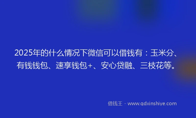 2025年的什么情况下微信可以借钱有：玉米分、有钱钱包、速享钱包+、安心贷融、三枝花等。