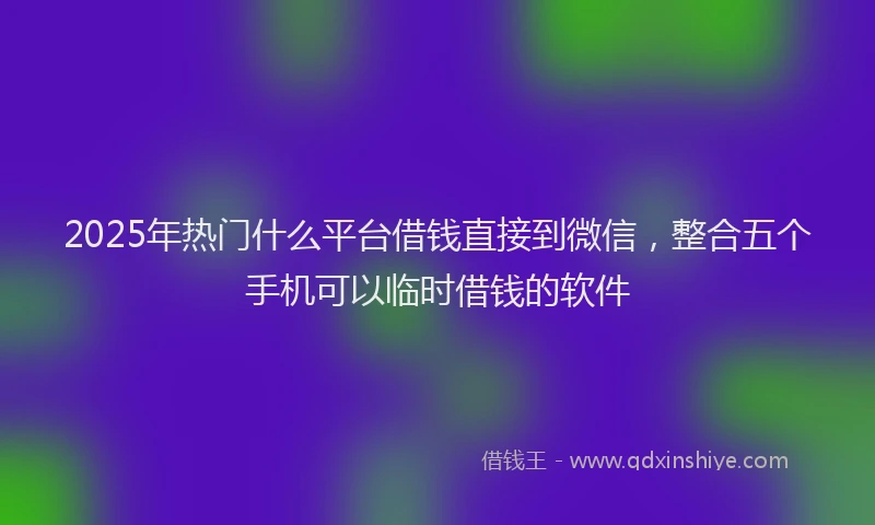 2025年热门什么平台借钱直接到微信，整合五个手机可以临时借钱的软件