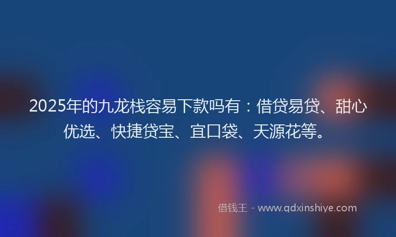 2025年的九龙栈容易下款吗有：借贷易贷、甜心优选、快捷贷宝、宜口袋、天源花等。