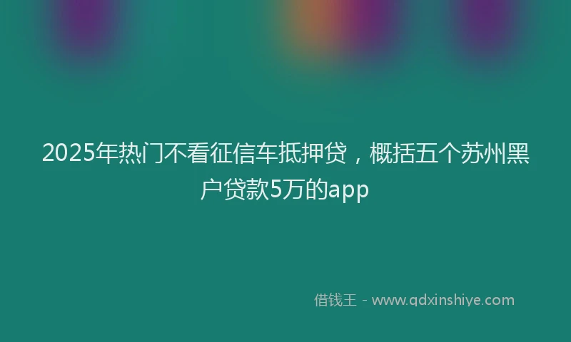 2025年热门不看征信车抵押贷，概括五个苏州黑户贷款5万的app