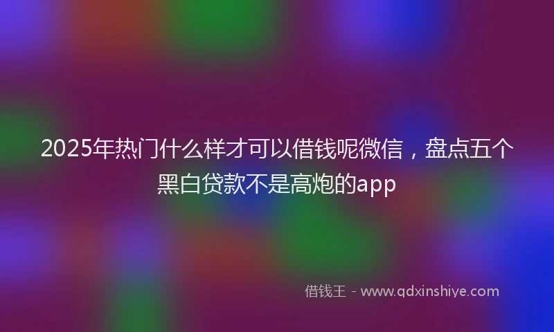 2025年热门什么样才可以借钱呢微信，盘点五个黑白贷款不是高炮的app