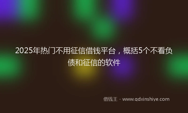 2025年热门不用征信借钱平台，概括5个不看负债和征信的软件