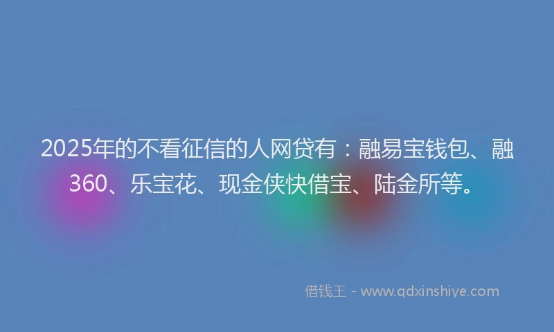 2025年的不看征信的人网贷有：融易宝钱包、融360、乐宝花、现金侠快借宝、陆金所等。