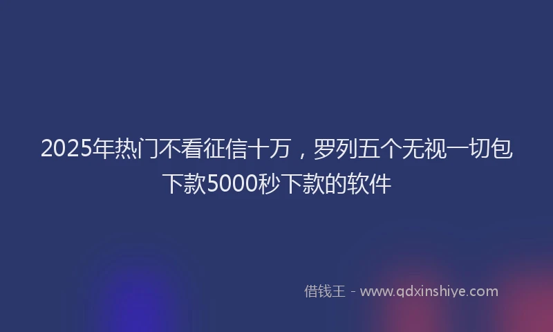 2025年热门不看征信十万，罗列五个无视一切包下款5000秒下款的软件