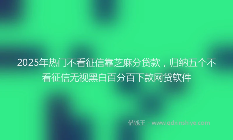 2025年热门不看征信靠芝麻分贷款，归纳五个不看征信无视黑白百分百下款网贷软件