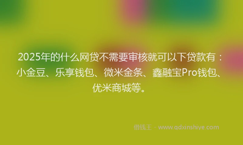 2025年的什么网贷不需要审核就可以下贷款有：小金豆、乐享钱包、微米金条、鑫融宝Pro钱包、优米商城等。