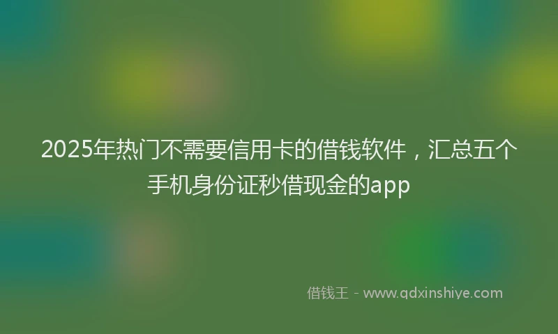 2025年热门不需要信用卡的借钱软件，汇总五个手机身份证秒借现金的app