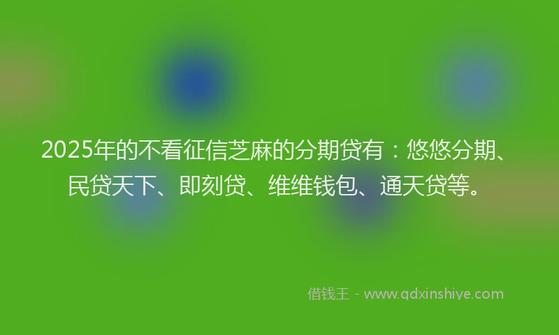 2025年的不看征信芝麻的分期贷有：悠悠分期、民贷天下、即刻贷、维维钱包、通天贷等。