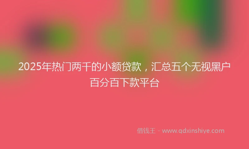 2025年热门两千的小额贷款，汇总五个无视黑户百分百下款平台