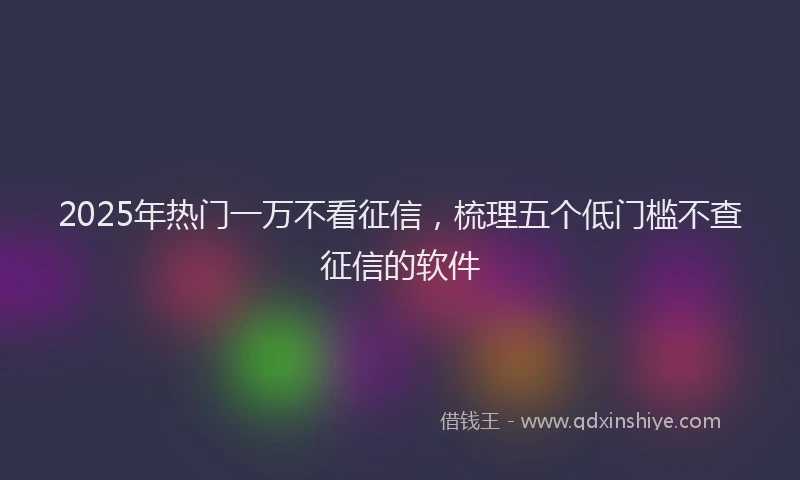 2025年热门一万不看征信，梳理五个低门槛不查征信的软件