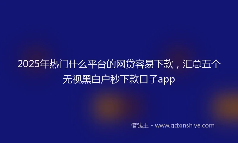 2025年热门什么平台的网贷容易下款，汇总五个无视黑白户秒下款口子app