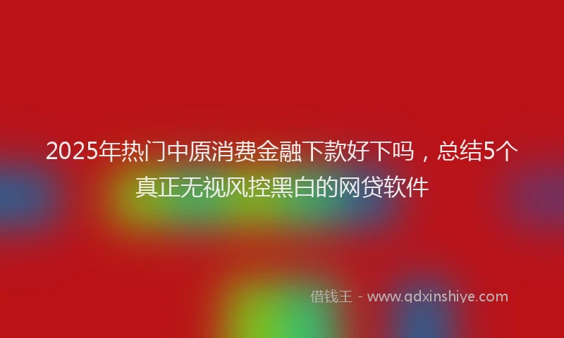 2025年热门中原消费金融下款好下吗，总结5个真正无视风控黑白的网贷软件
