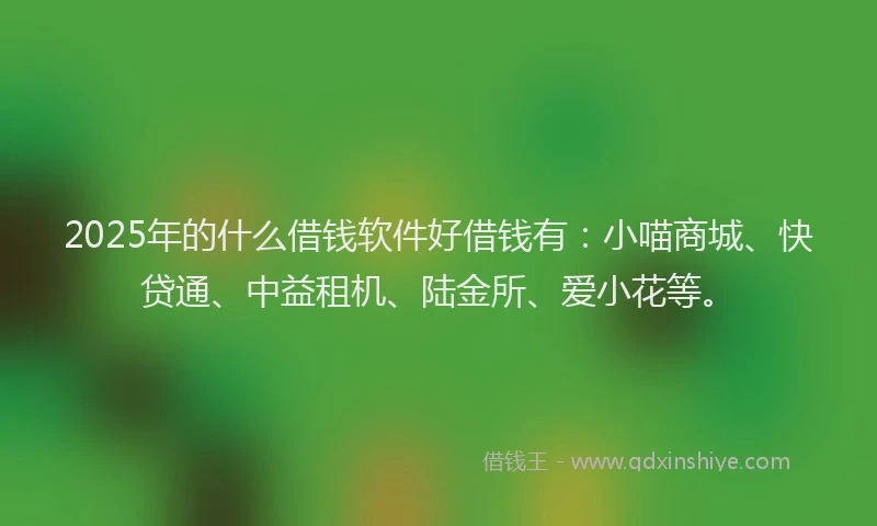 2025年的什么借钱软件好借钱有：小喵商城、快贷通、中益租机、陆金所、爱小花等。