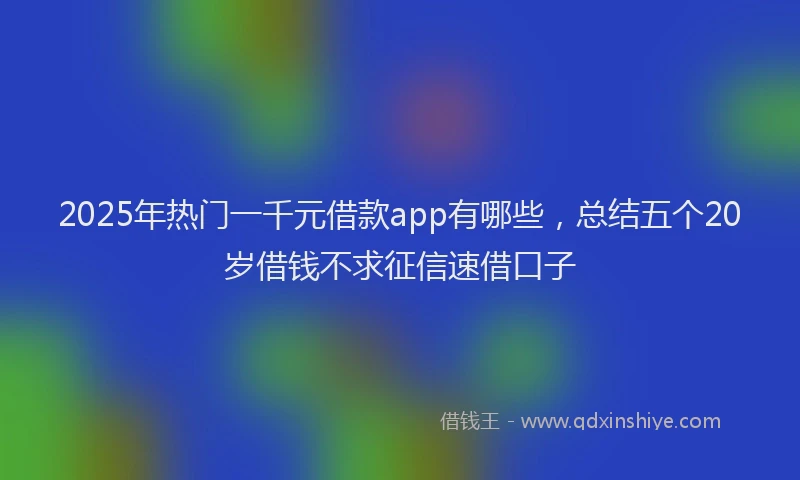 2025年热门一千元借款app有哪些，总结五个20岁借钱不求征信速借口子