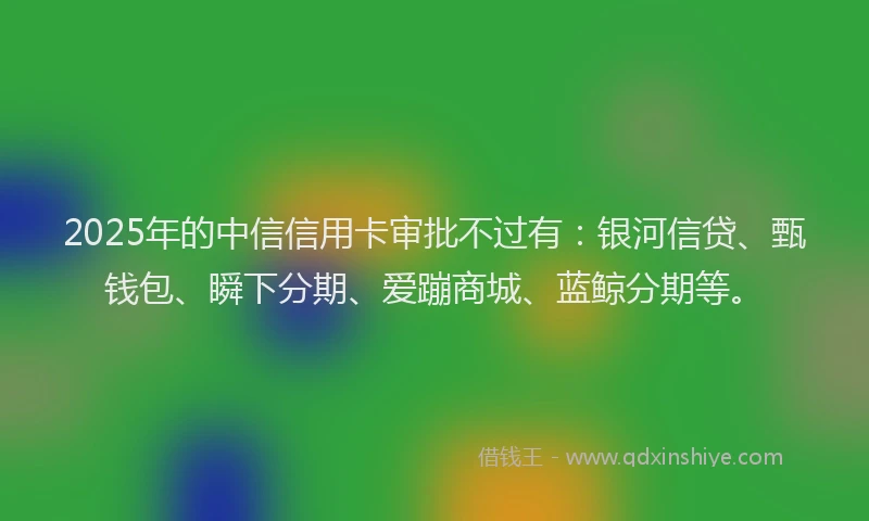2025年的中信信用卡审批不过有：银河信贷、甄钱包、瞬下分期、爱蹦商城、蓝鲸分期等。