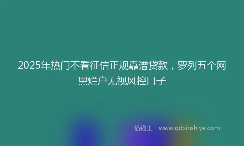 2025年热门不看征信正规靠谱贷款，罗列五个网黑烂户无视风控口子