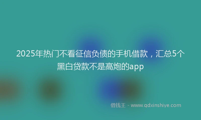 2025年热门不看征信负债的手机借款，汇总5个黑白贷款不是高炮的app