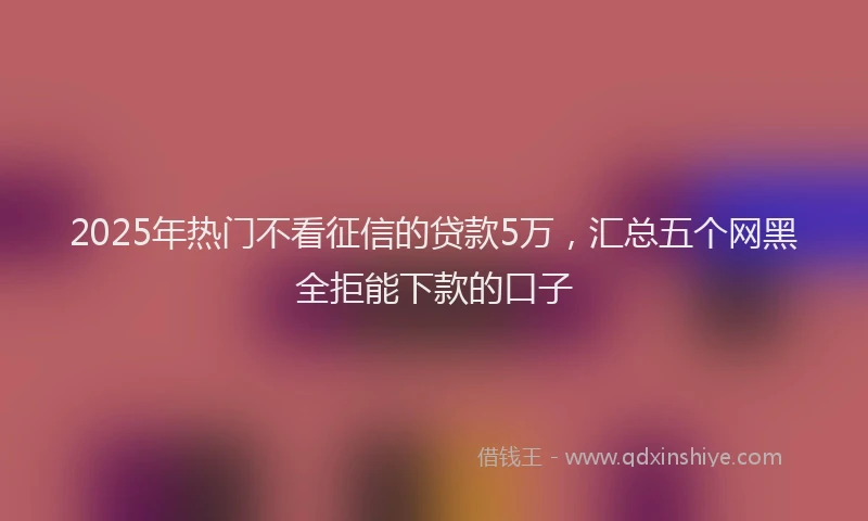 2025年热门不看征信的贷款5万，汇总五个网黑全拒能下款的口子