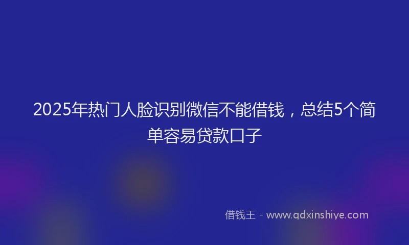 2025年热门人脸识别微信不能借钱，总结5个简单容易贷款口子