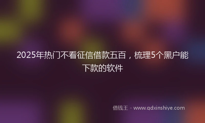 2025年热门不看征信借款五百，梳理5个黑户能下款的软件