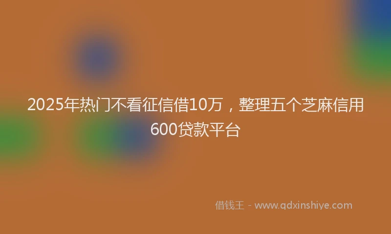 2025年热门不看征信借10万，整理五个芝麻信用600贷款平台