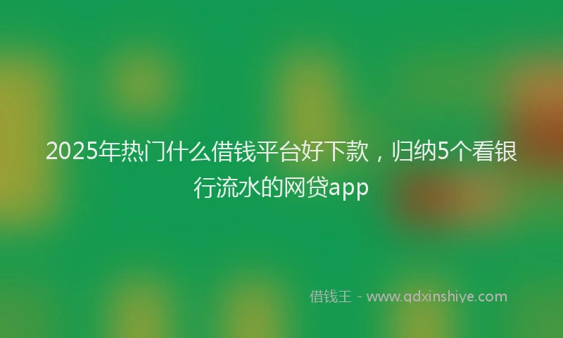 2025年热门什么借钱平台好下款，归纳5个看银行流水的网贷app