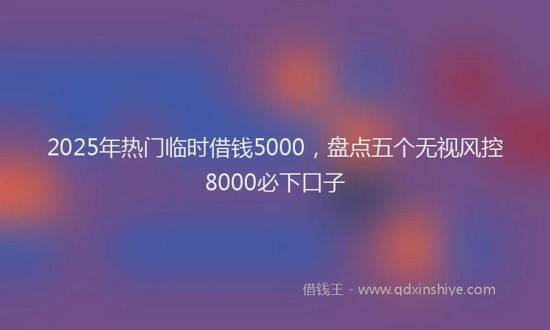 2025年热门临时借钱5000，盘点五个无视风控8000必下口子