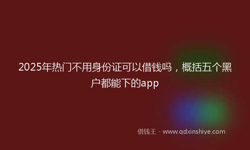 2025年热门不用身份证可以借钱吗，概括五个黑户都能下的app