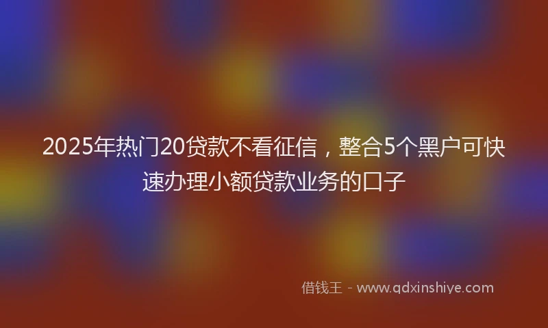 2025年热门20贷款不看征信，整合5个黑户可快速办理小额贷款业务的口子