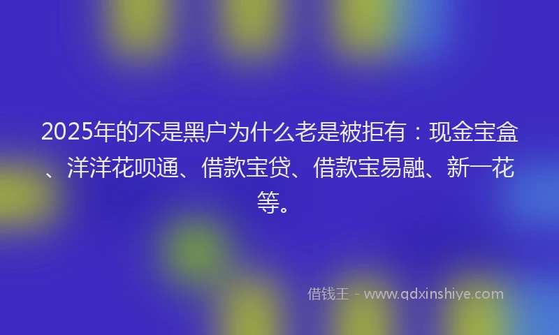 2025年的不是黑户为什么老是被拒有：现金宝盒、洋洋花呗通、借款宝贷、借款宝易融、新一花等。